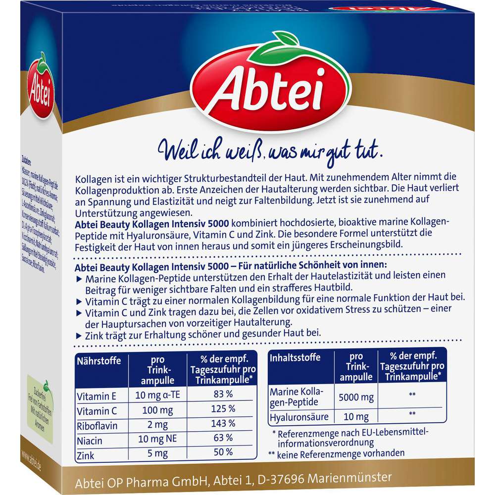 Produktabbildung Abtei Beauty Kollagen Intensiv 5000, Trinkampullen