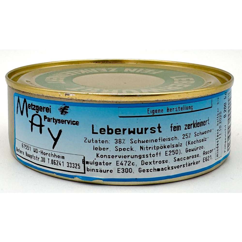 Produktabbildung Metzgerei und Partyservice May Leberwurst fein zerkleinert