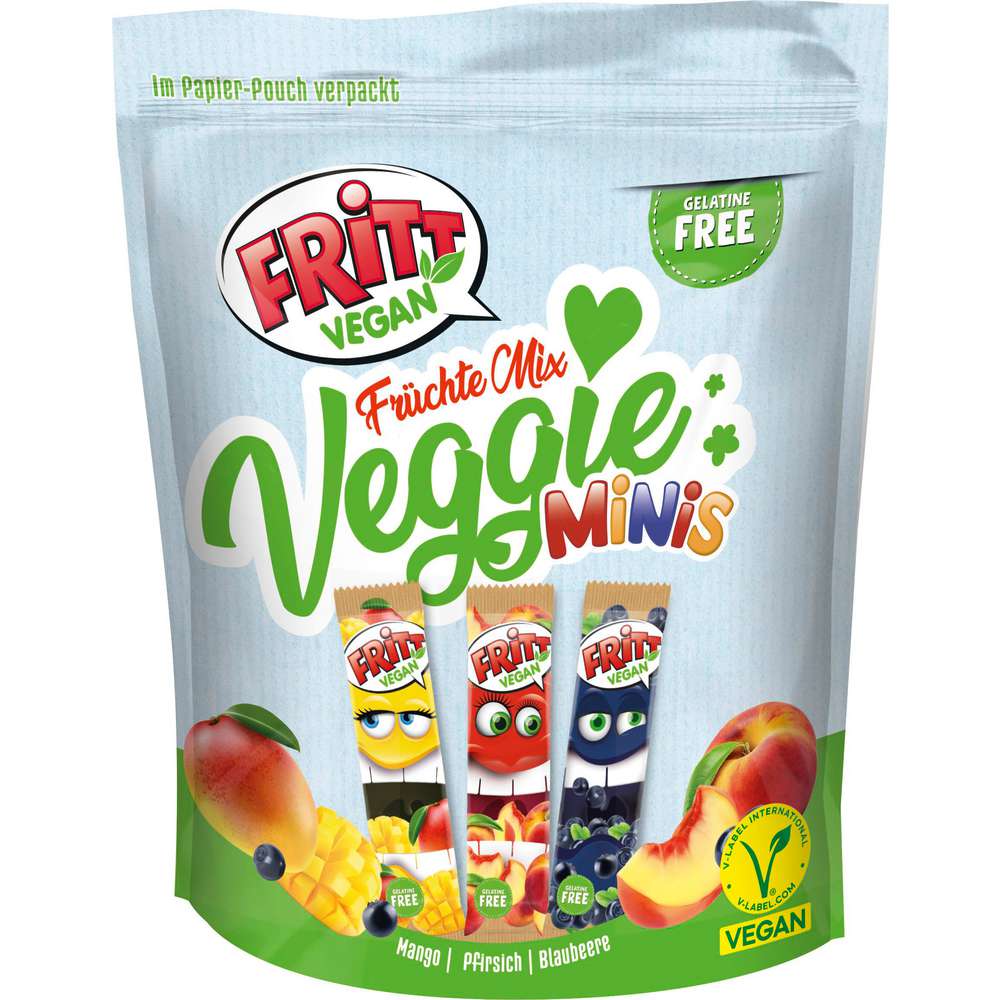 Produktabbildung Fritt Mini Veggie Kaubonbons, Mango, Pfirsich, Blaubeere