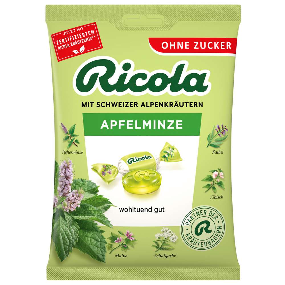Produktabbildung Ricola Bonbons Apfelminze, zuckerfrei