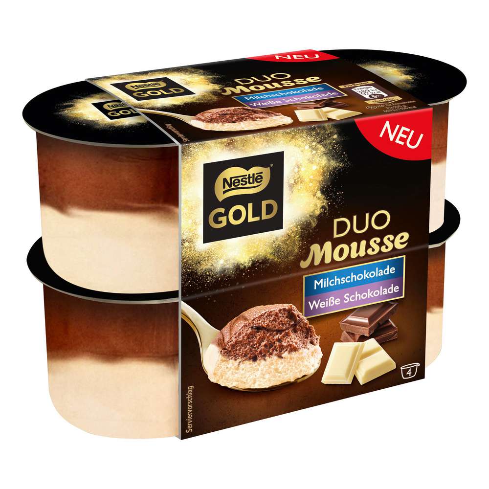Produktabbildung Nestle Gold Mousse, Milchschokolade/Weiße Schokolade