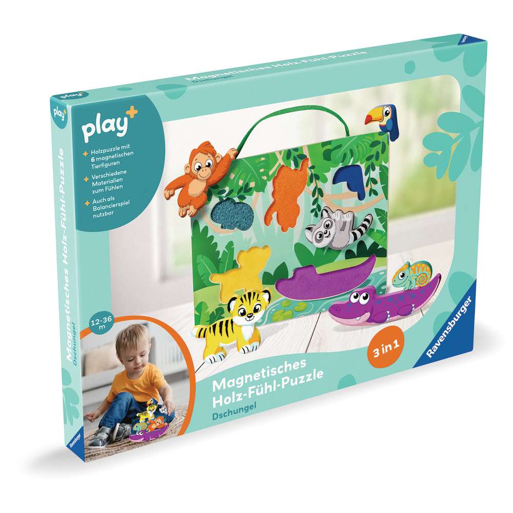 Produktabbildung Ravensburger play+ Magnetisches Holz-Fühl-Puzzle: Dschungel