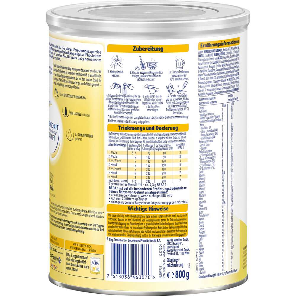 Produktabbildung Nestle Beba Anfangsmilch 1