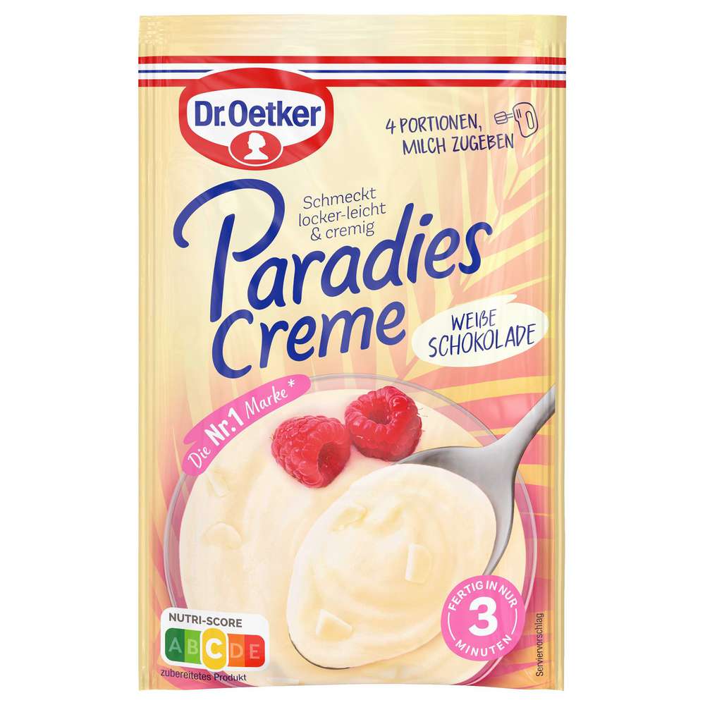 Produktabbildung Dr. Oetker Paradiescreme, weiße Schokolade