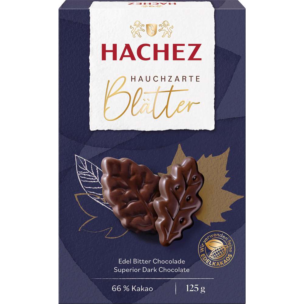 Produktabbildung Hachez Braune Blätter Edelbitter