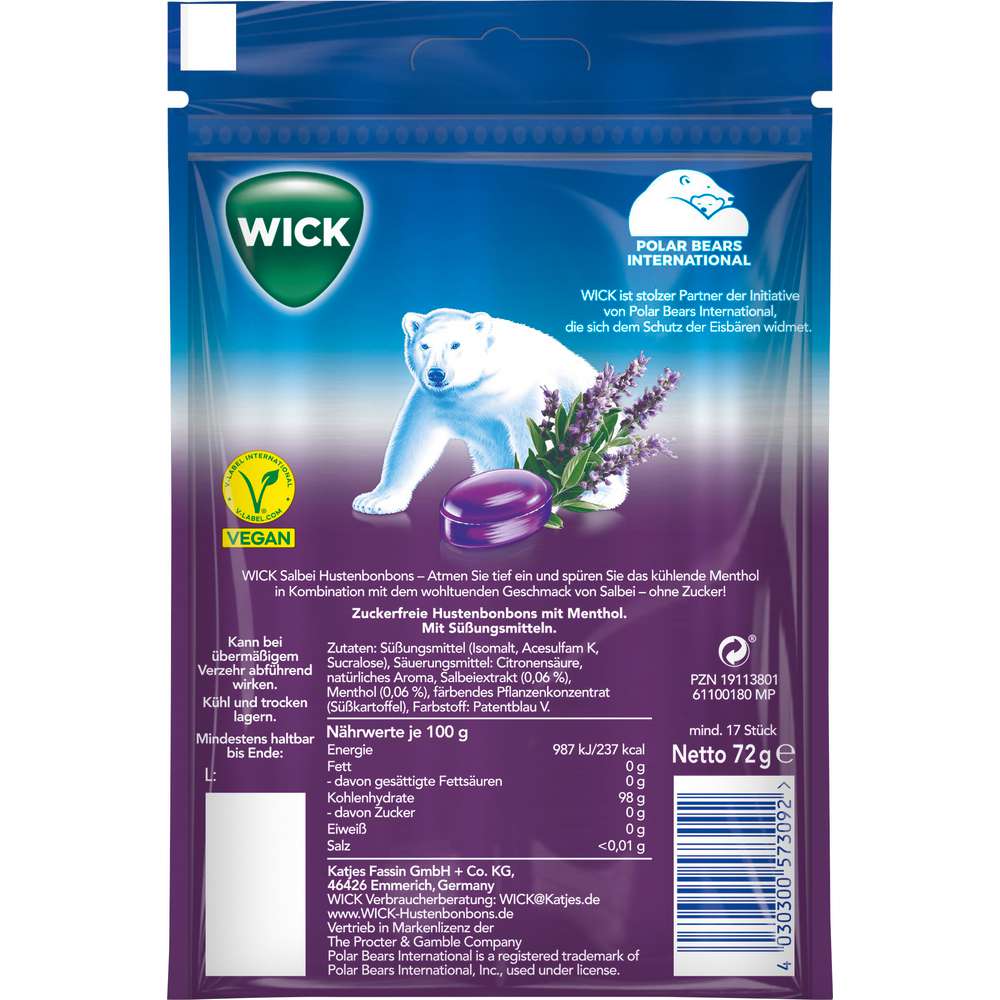 Produktabbildung Wick Bonbon Salbei, ohne Zucker