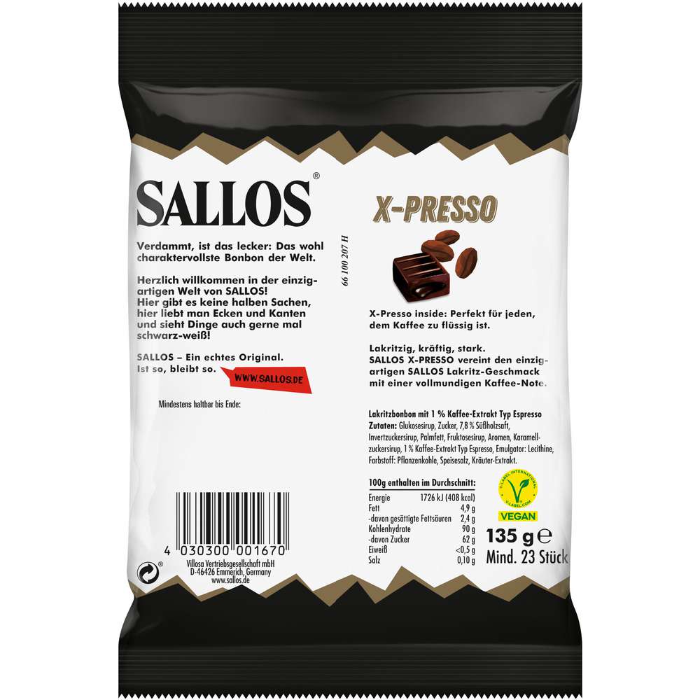 Produktabbildung Sallos Lakritz Bonbons mit Espresso-Füllung X-Presso