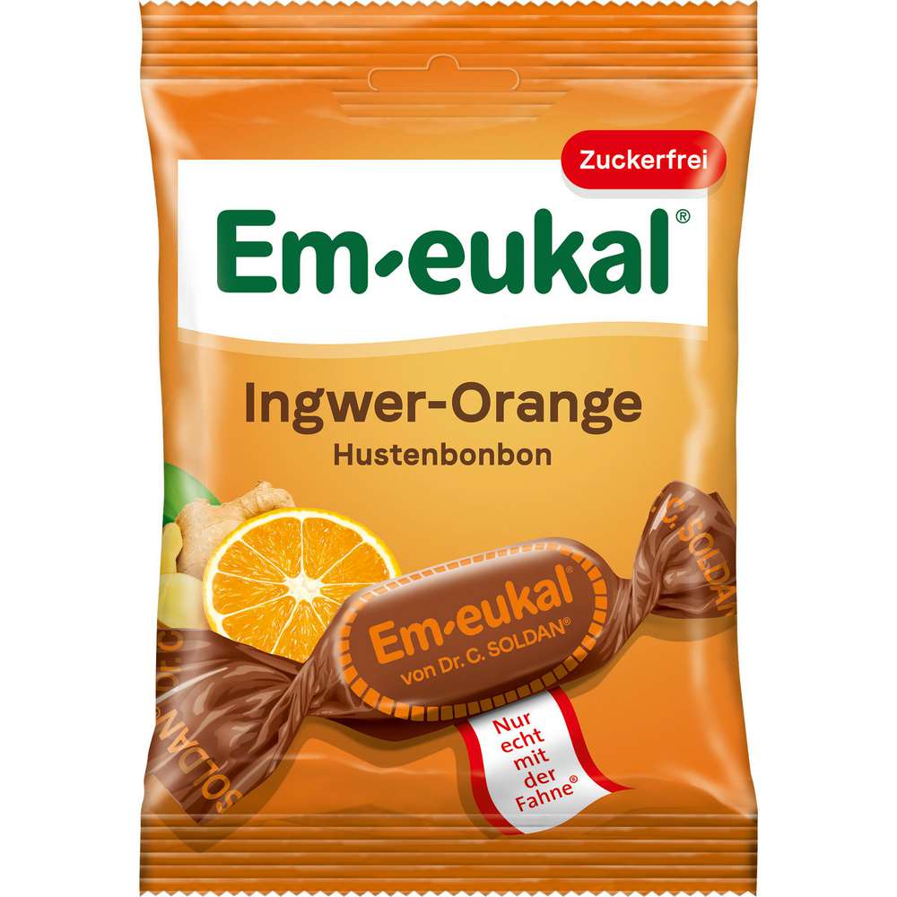 Produktabbildung Em-Eukal Bonbons Orange-Ingwer, zuckerfrei