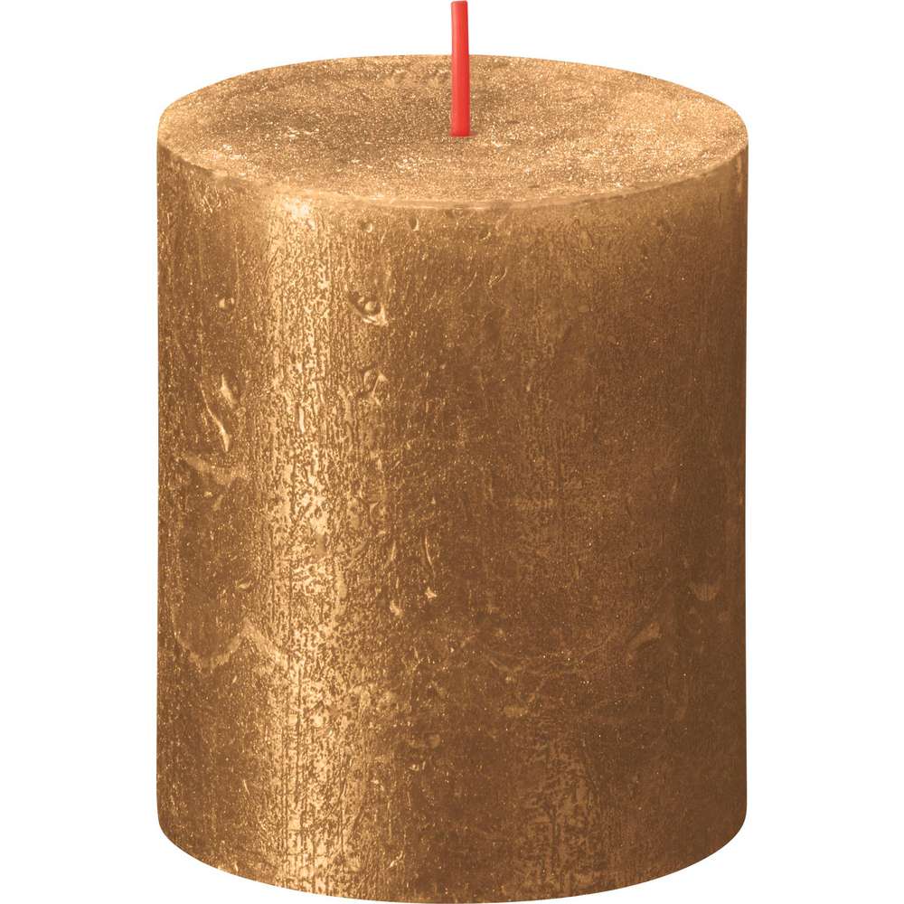 Produktabbildung Bolsius Stumpenkerze Rustik Shimmer 8x6,8cm, gold