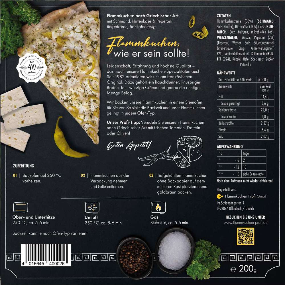 Produktabbildung Flammkuchen Profi Flammkuchen griechische Art, tiefgekühlt