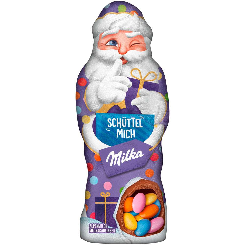 Produktabbildung Milka Weihnachtsmann, Alpenmilch mit Kakaolinsen