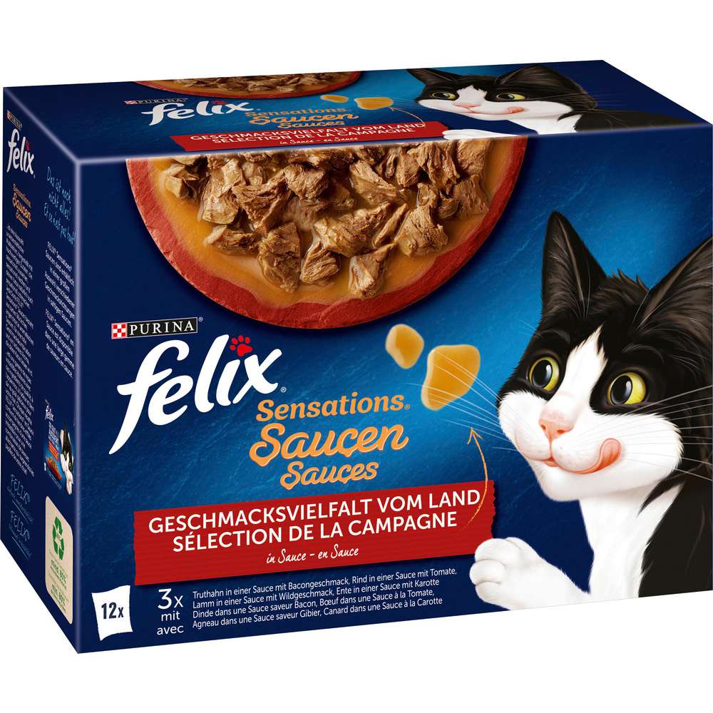 Produktabbildung Purina Katzen-Nassfutter Felix, Sensations Saucen, Geschmacksvielfalt vom Land