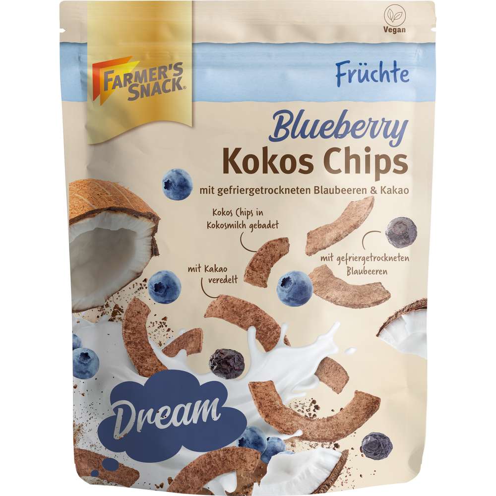 Produktabbildung Farmer's Snack Kokos-Chips Blaubeere