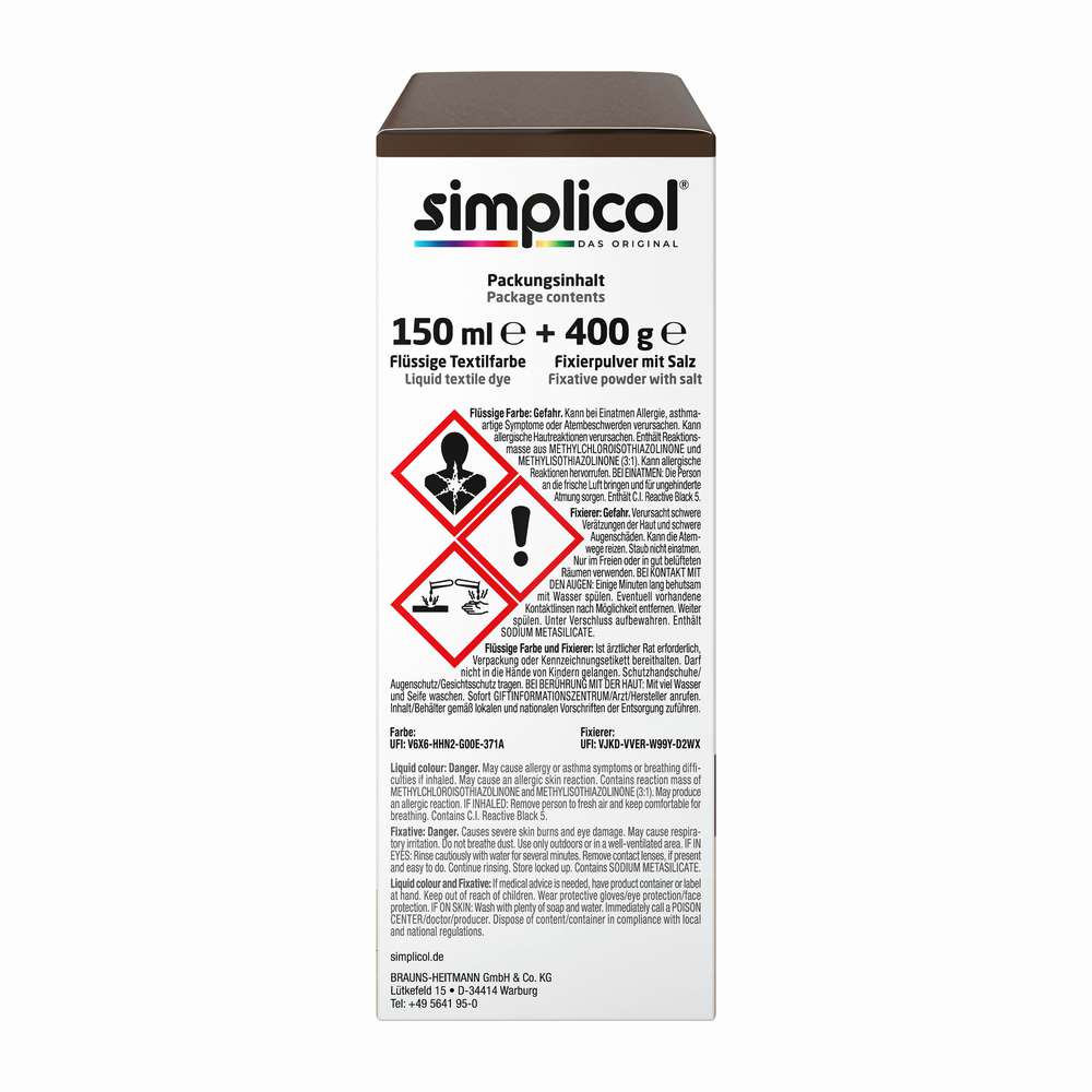 Produktabbildung simplicol Textilfarbe Intensiv, Espresso-Braun