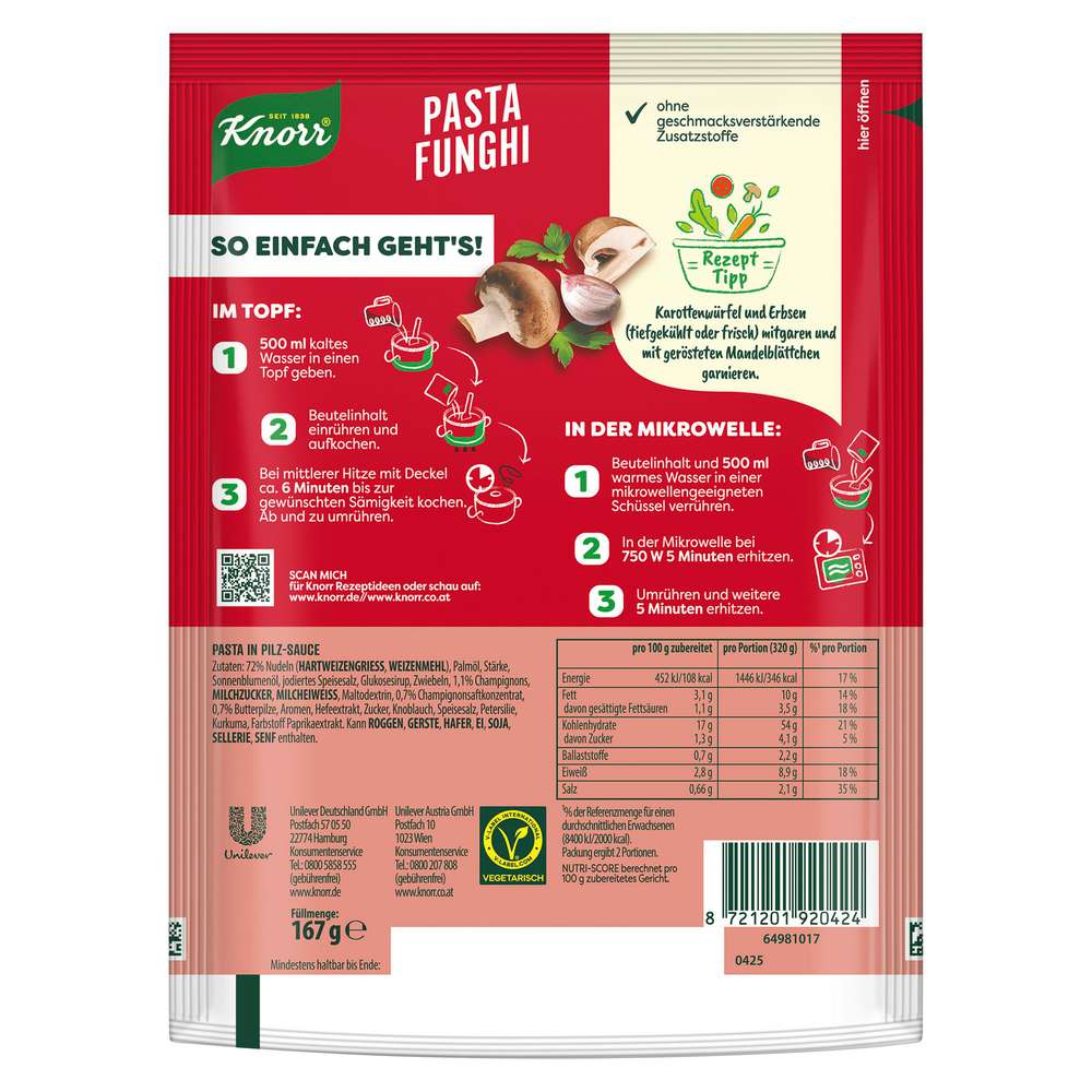 Produktabbildung Knorr Spaghetteria Pasta Funghi