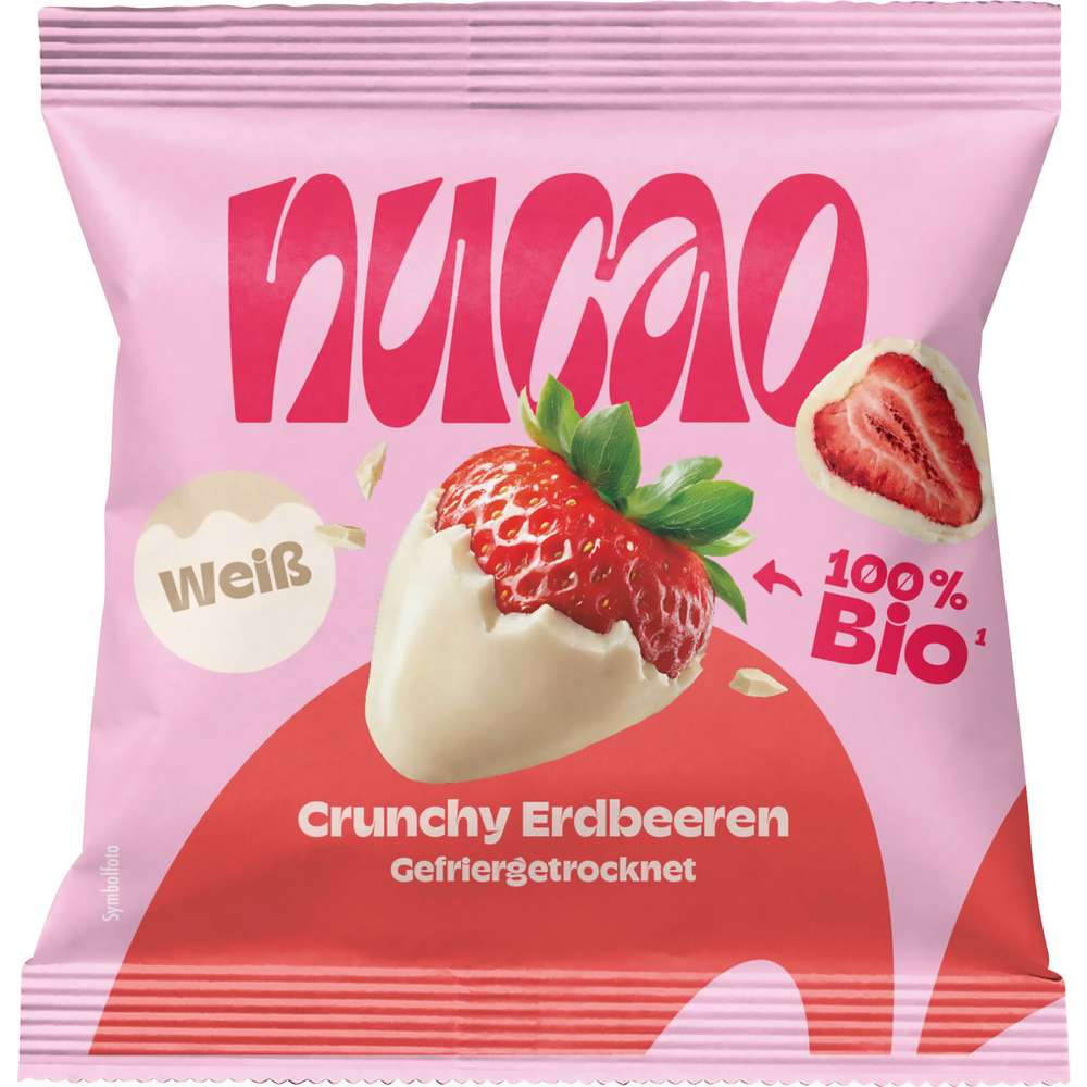 Produktabbildung nucao Bio Erdbeeren mit Schokoladenüberzug