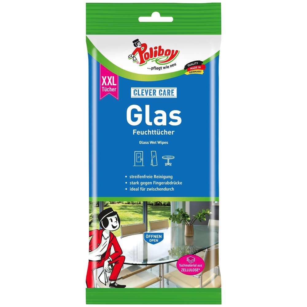 Produktabbildung Poliboy Glas Feuchttücher, CLEVER CARE