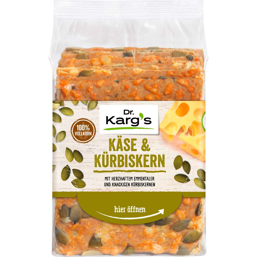 Produktabbildung Dr. Karg's Feinschmecker Knäckebrot, Käse/Kürbiskern