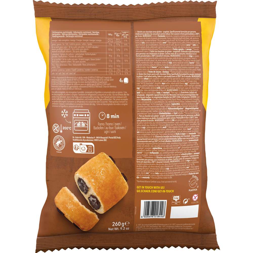 Produktabbildung Schär Hörnchen-Croissant Pain au Chocolat, glutenfrei, tiefgekühlt