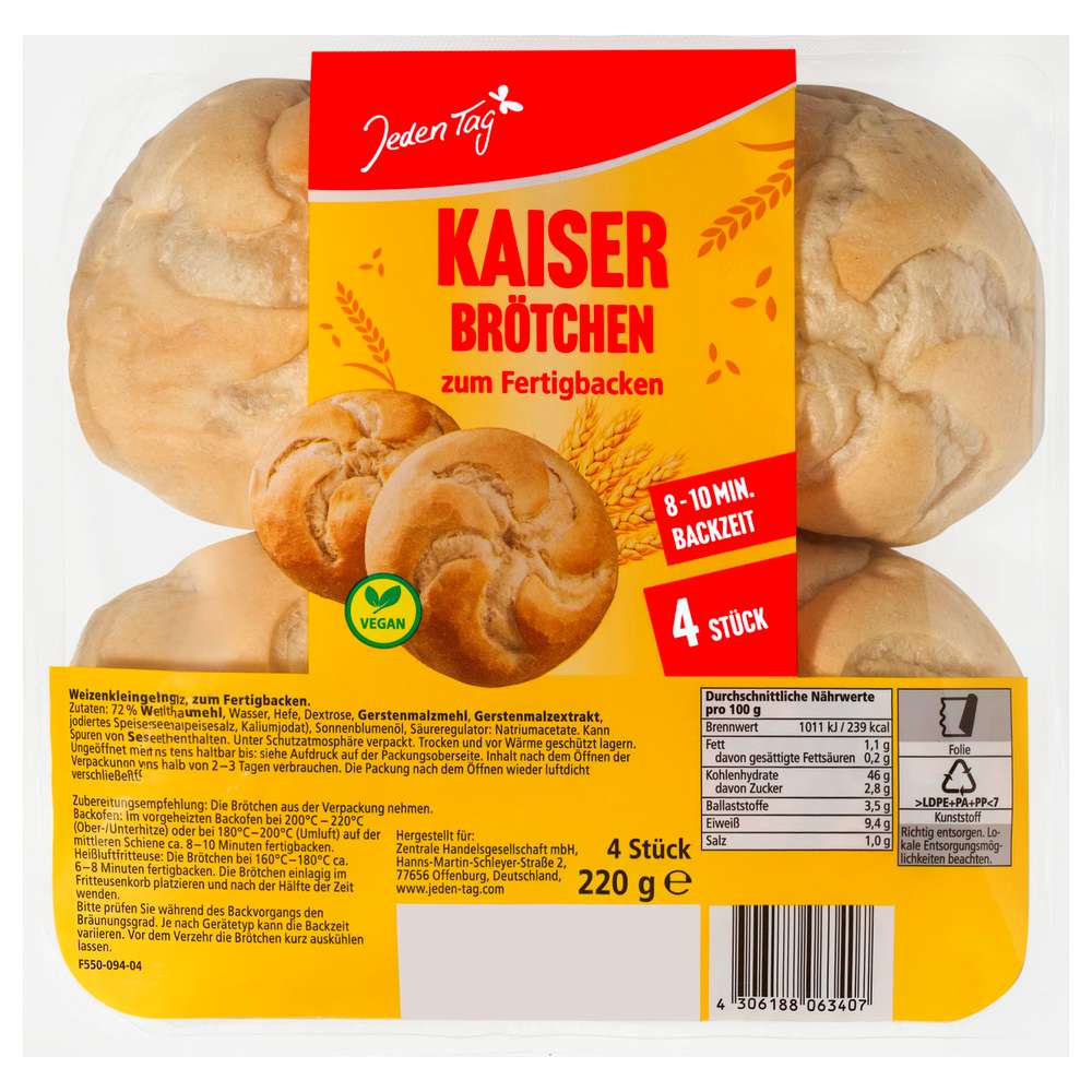 Produktabbildung Sinnack Kaiserbrötchen Weizen 
