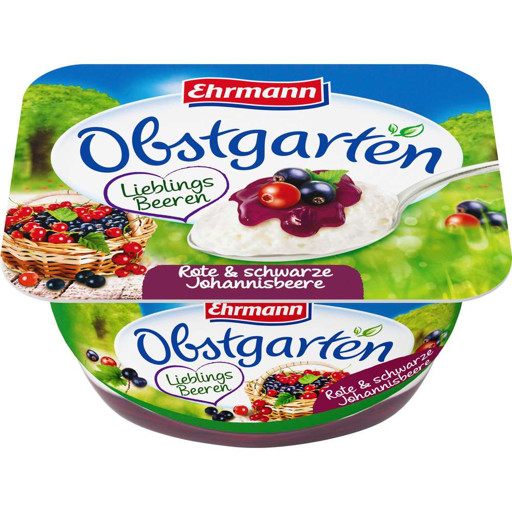 Produktabbildung Ehrmann Obstgarten Fruchtquark, rote & schwarze Johannisbeere 