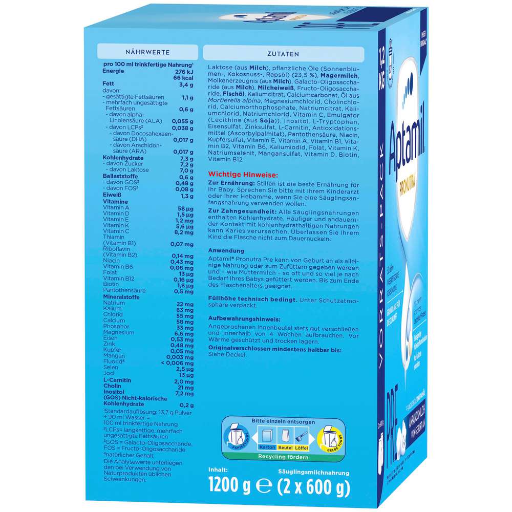 Produktabbildung Aptamil Pronatura Anfangsmilch Pre 