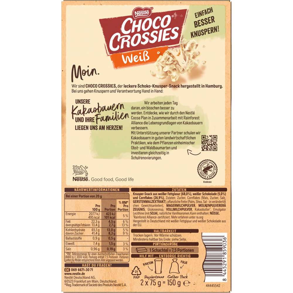 Produktabbildung Nestle Choco Crossies, Weiß