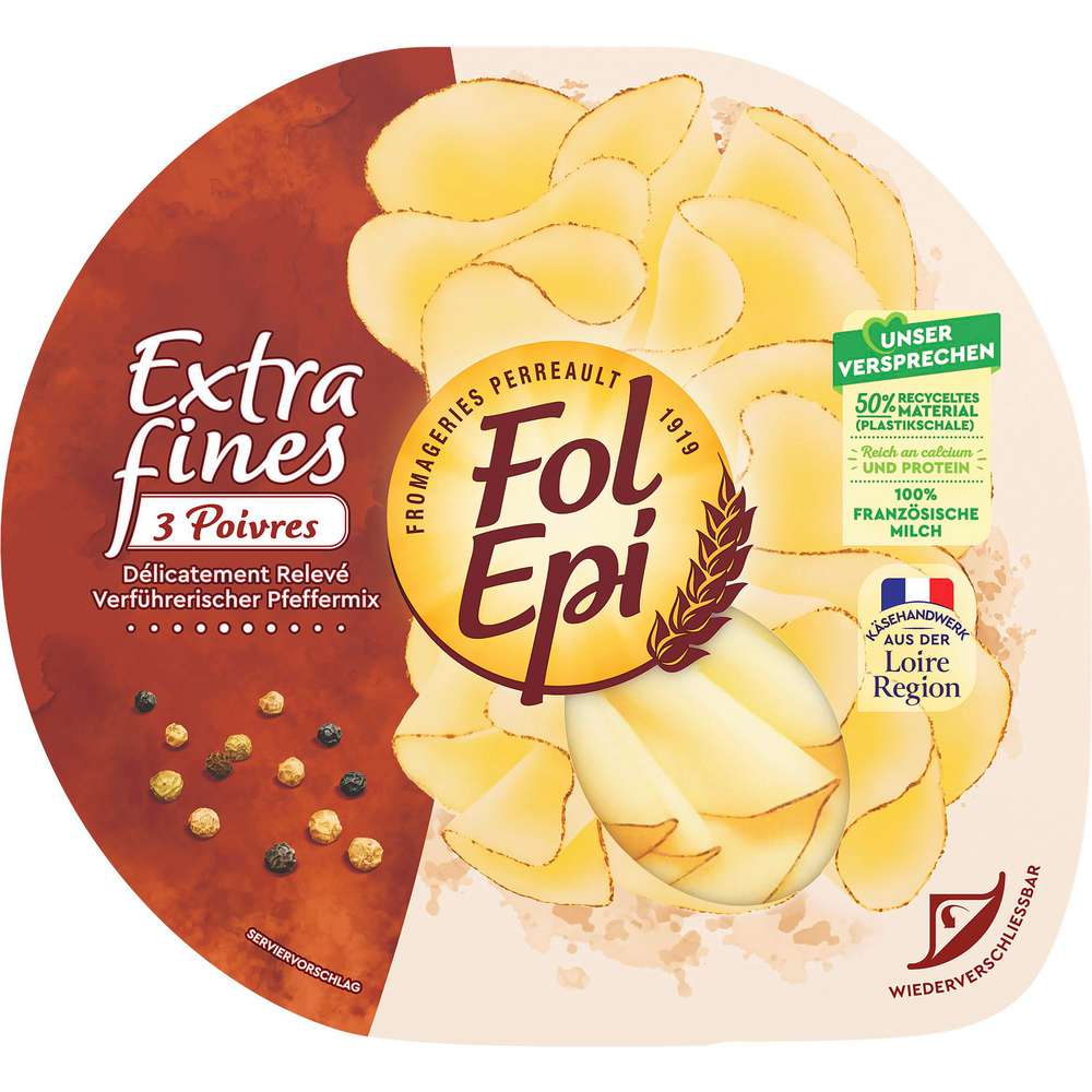 Produktabbildung Fol Epi Käsescheiben Extra fines, Pfeffer