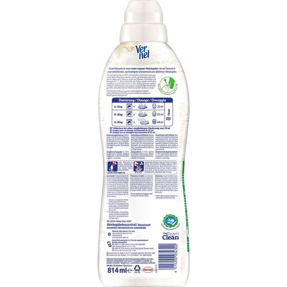 Produktabbildung Vernel Weichspüler Naturals, Ylang Ylang & Süßgras