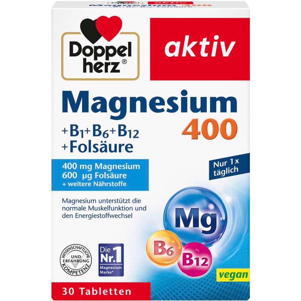 Produktabbildung Doppelherz Magnesium 400 + Vitamin B + Folsäure Tabletten