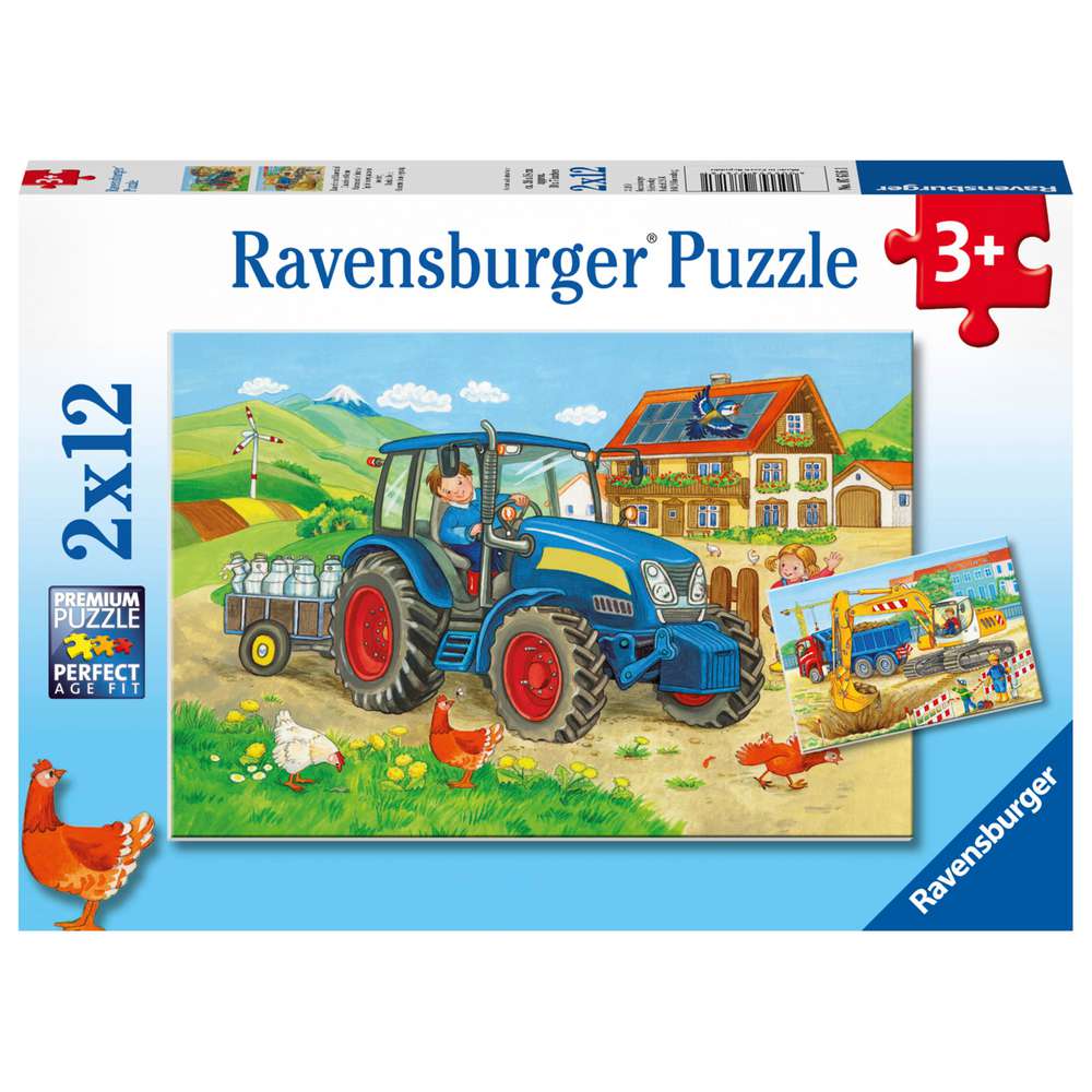 Produktabbildung Ravensburger Puzzle 2x12 Teile, Baustelle und Bauernhof