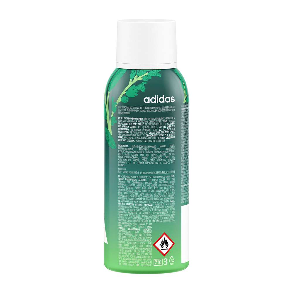 Produktabbildung Adidas Deo Spray Vibes Full Recharge, Cedar Leaf & Clary Sage