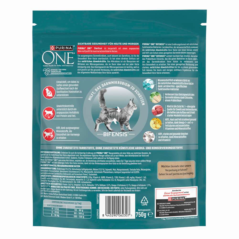 Produktabbildung Purina Katzen-Trockenfutter One Sterilcat, Rind