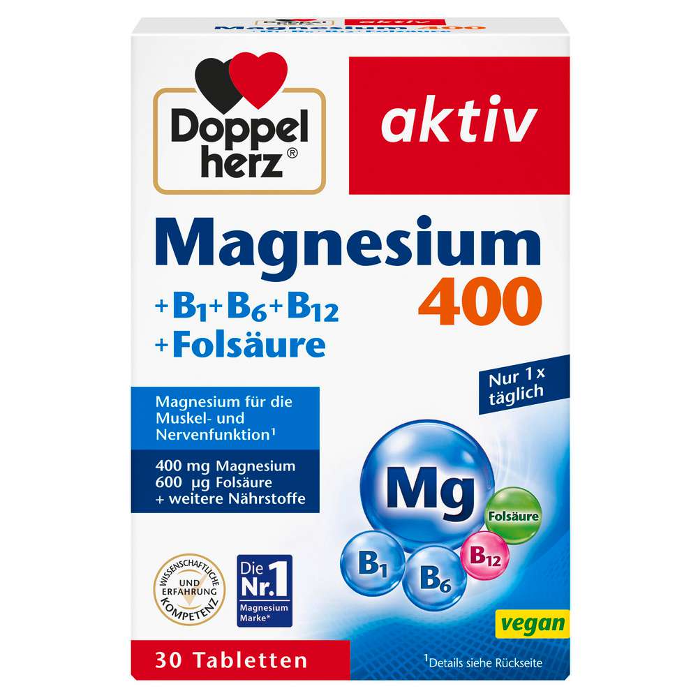 Produktabbildung Doppelherz Magnesium 400 + Vitamin B + Folsäure Tabletten