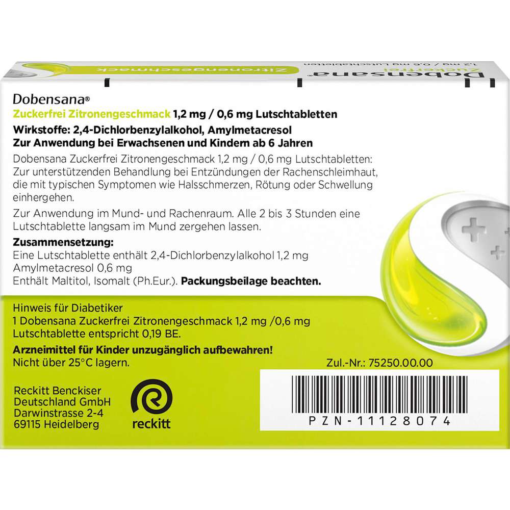 Produktabbildung Dobensana Hals-Lutschtabletten, Zitrone
