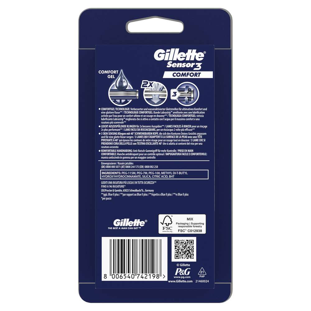 Produktabbildung Gillette Sensor 3 Comfort Rasierer