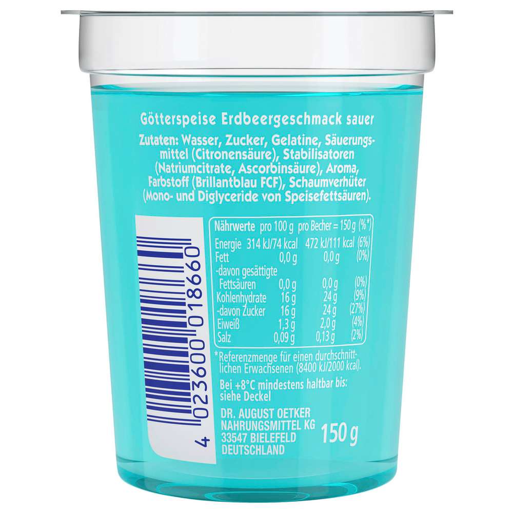 Produktabbildung Dr. Oetker Götterspeise Sauer, Blauer Zauber, Erdbeer-Geschmack