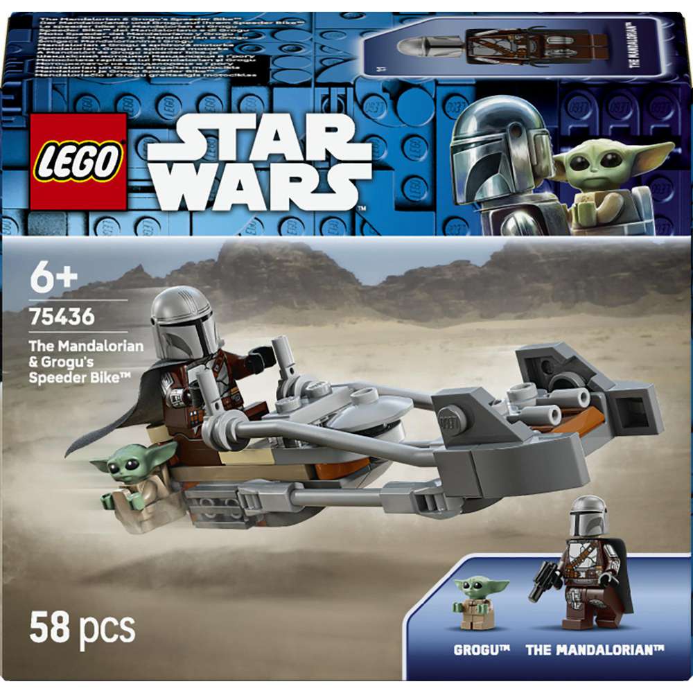 Produktabbildung Lego LEGO Star Wars Der Mandalorianer und Grogu auf ihrem Speeder Bike 75436