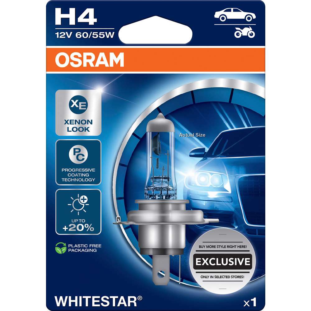 Produktabbildung Osram Scheinwerferbirne H4 Whitestar, Xenon Look