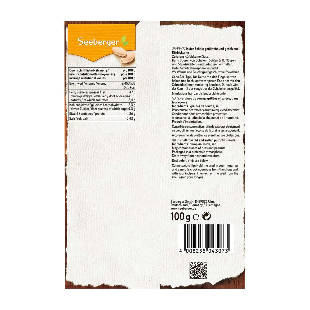Produktabbildung Seeberger Kürbiskerne geröstet & gesalzen