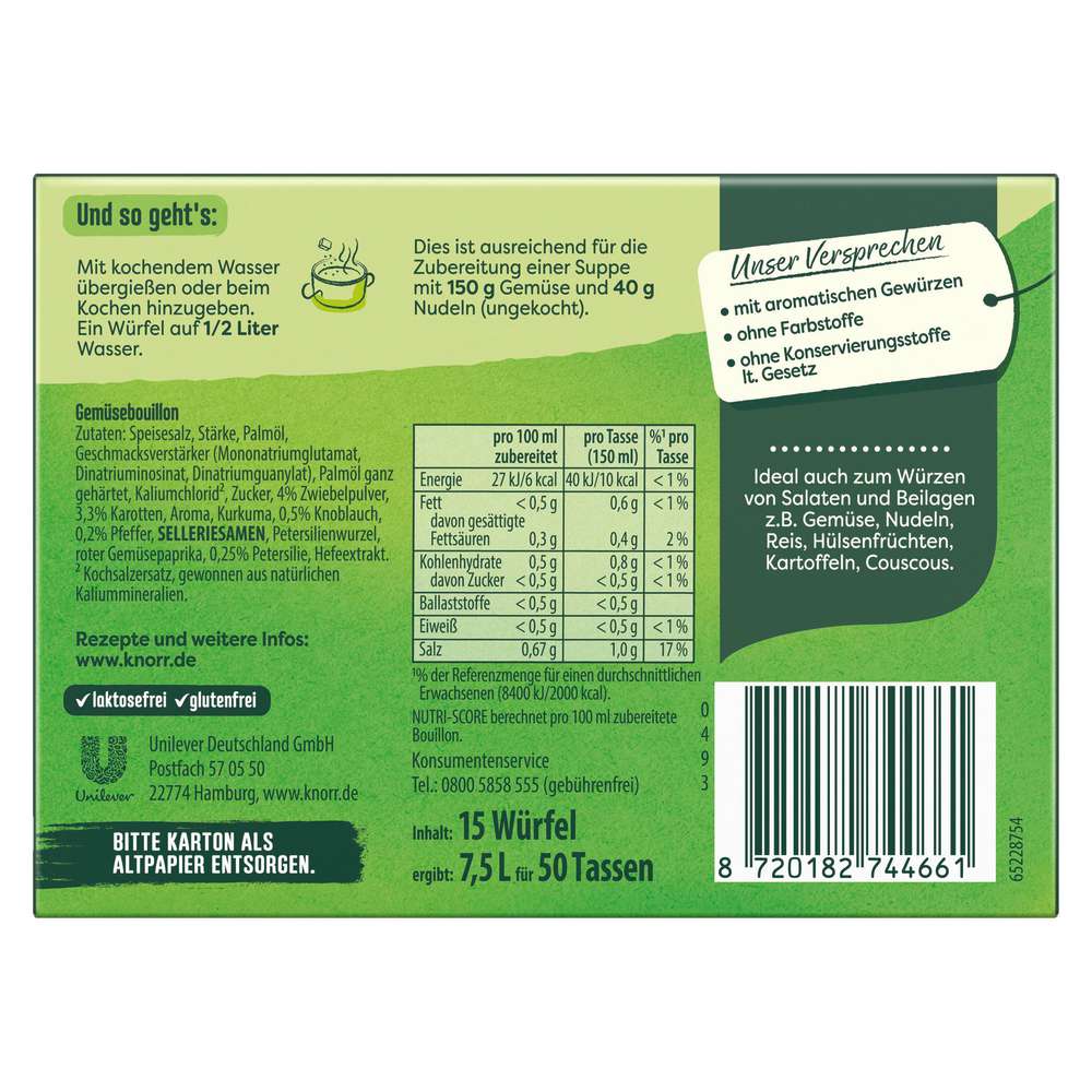 Produktabbildung Knorr Gemüse-Bouillon, Würfel