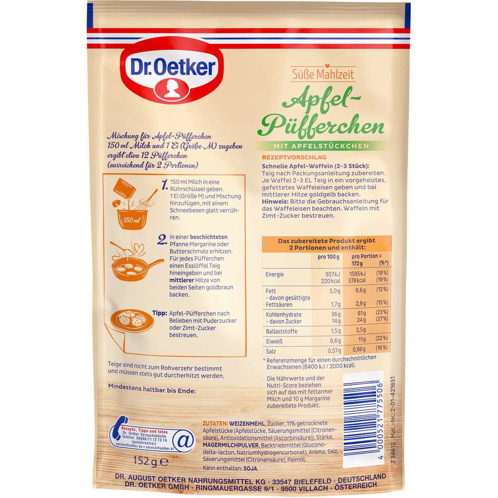 Produktabbildung Dr. Oetker Dessertpulver Süße Mahlzeit, Apfel Püfferchen