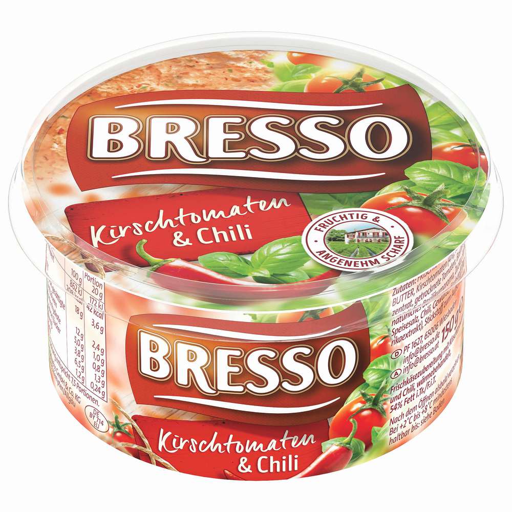Produktabbildung Bresso Frischkäse, Kirschtomaten/Chili