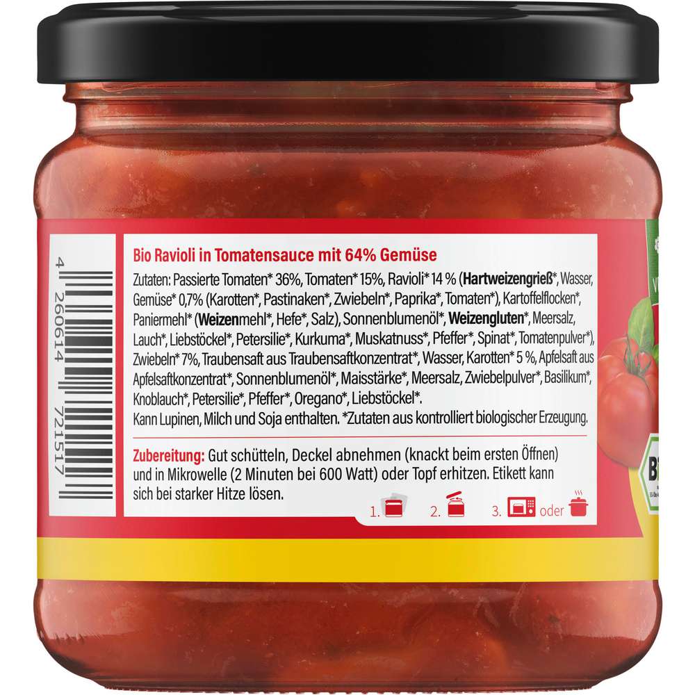 Produktabbildung Little Lunch Bio Ravioli in Tomatensauce