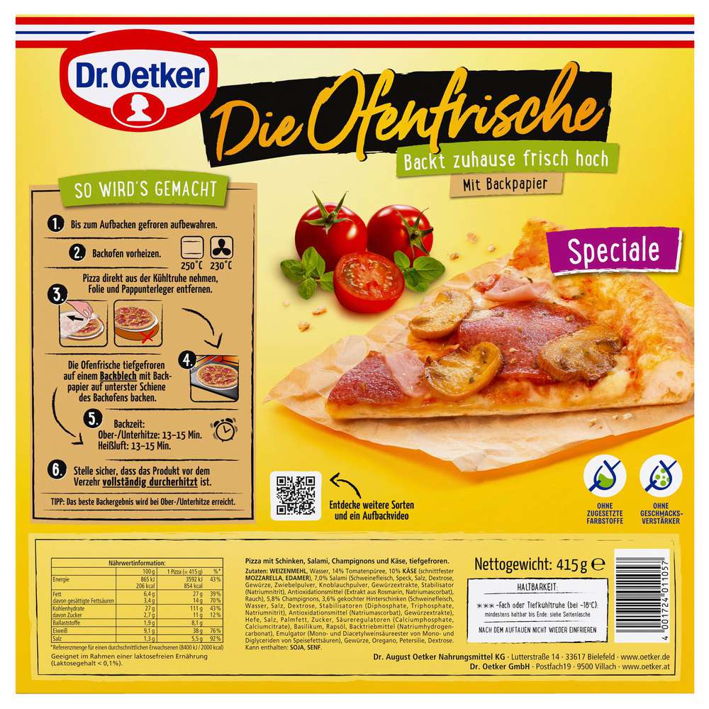 Produktabbildung Dr. Oetker Pizza Ofenfrische Speciale, tiefgekühlt