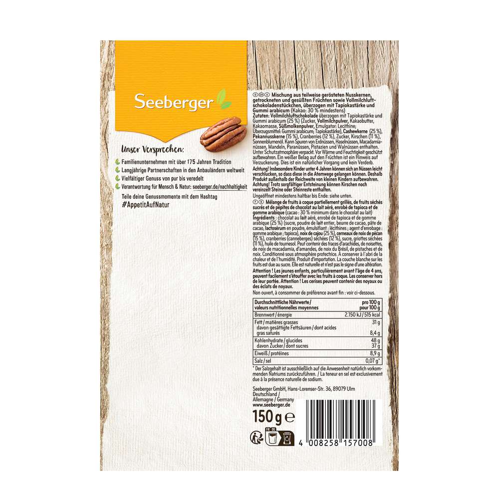 Produktabbildung Seeberger Schoko-Mix mit Nüssen