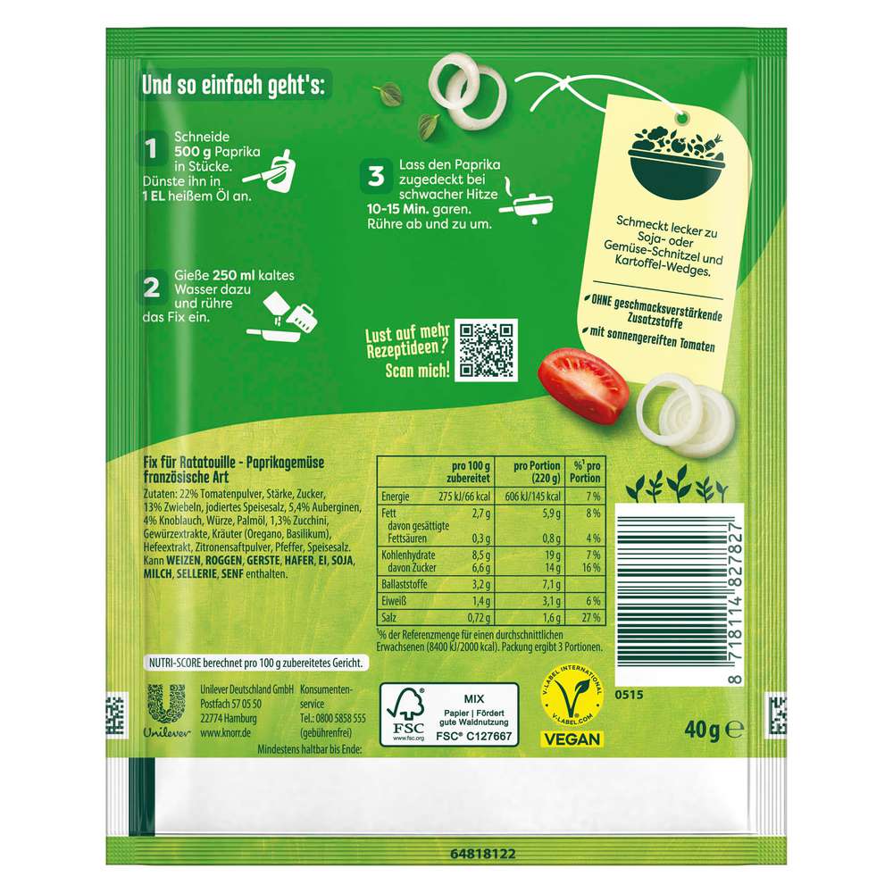 Produktabbildung Knorr Fix Würzmischung Ratatouille