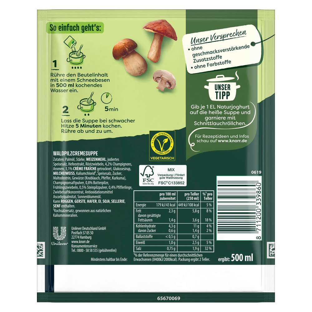 Produktabbildung Knorr Waldpilz-Cremesuppe, Feinschmecker