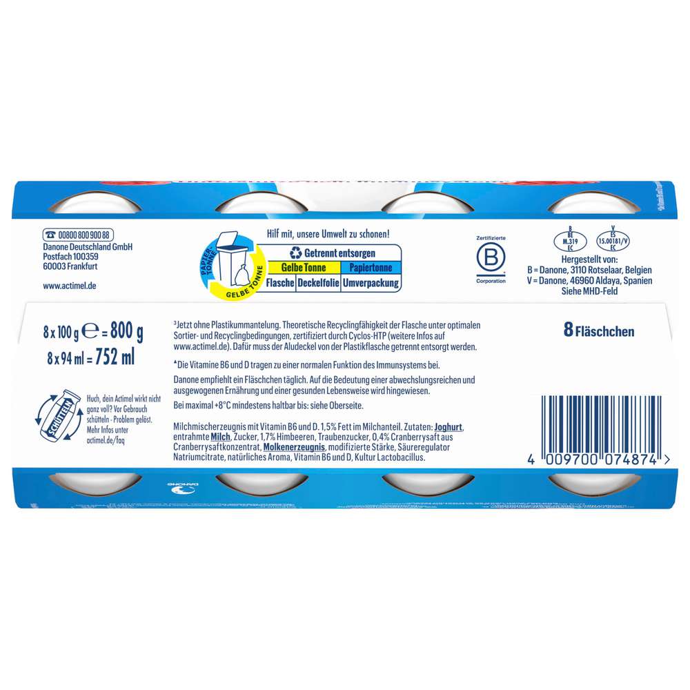 Produktabbildung Danone Actimel Trinkjoghurt, Himbeer