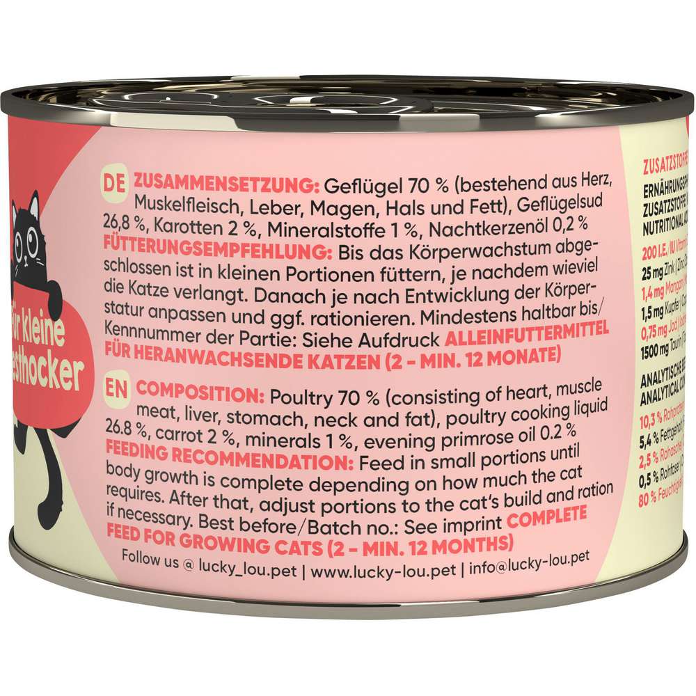 Produktabbildung Lucky Lou Katzen-Nassfutter Kitten, Geflügel mit Karotte
